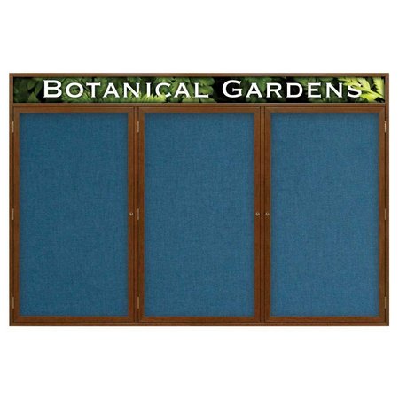 UNITED VISUAL PRODUCTS Double Door Enclosed EZ Tack Board, 72"x36", Light Oak/Green UV107EZ-GREEN-LTOAK